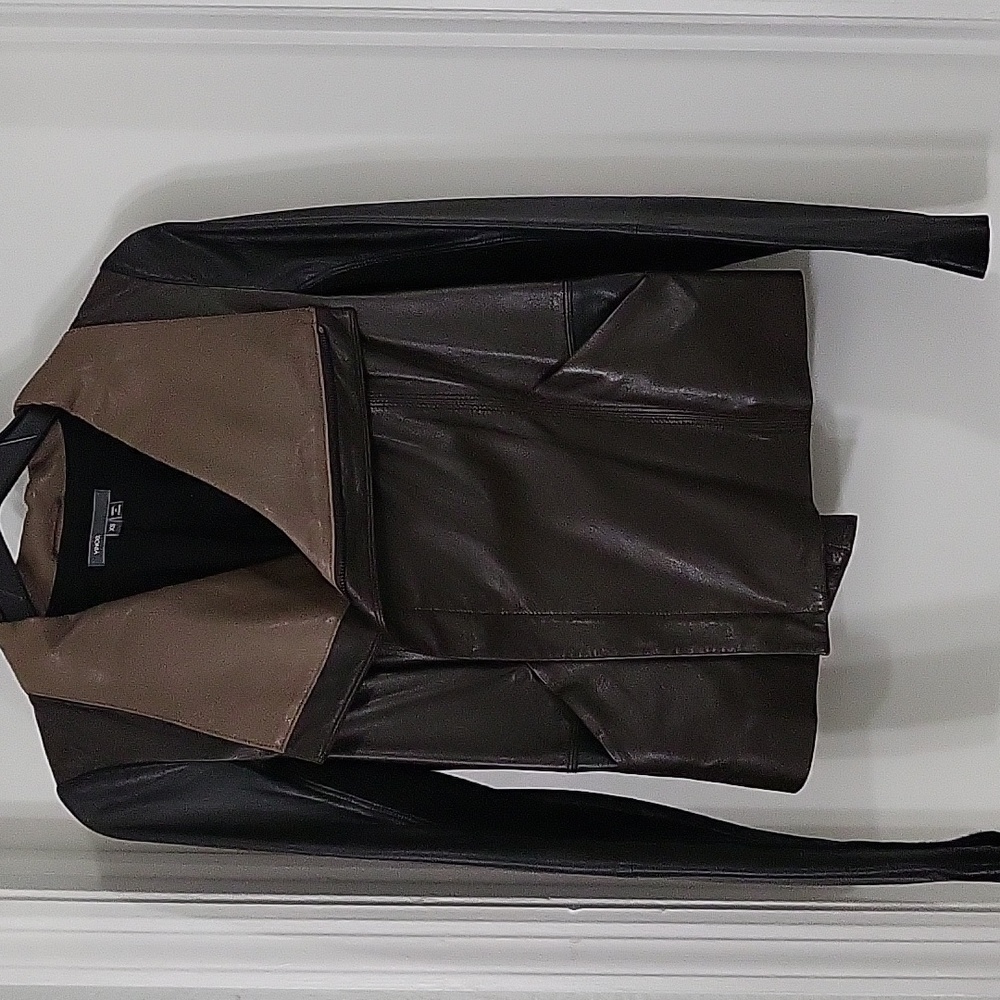 Vince tricolor leather moto jacket